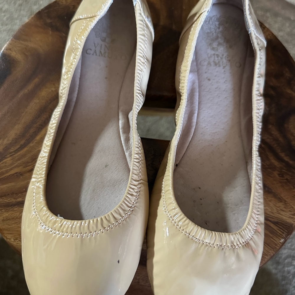 Vince Camuto Beige Patent Flats